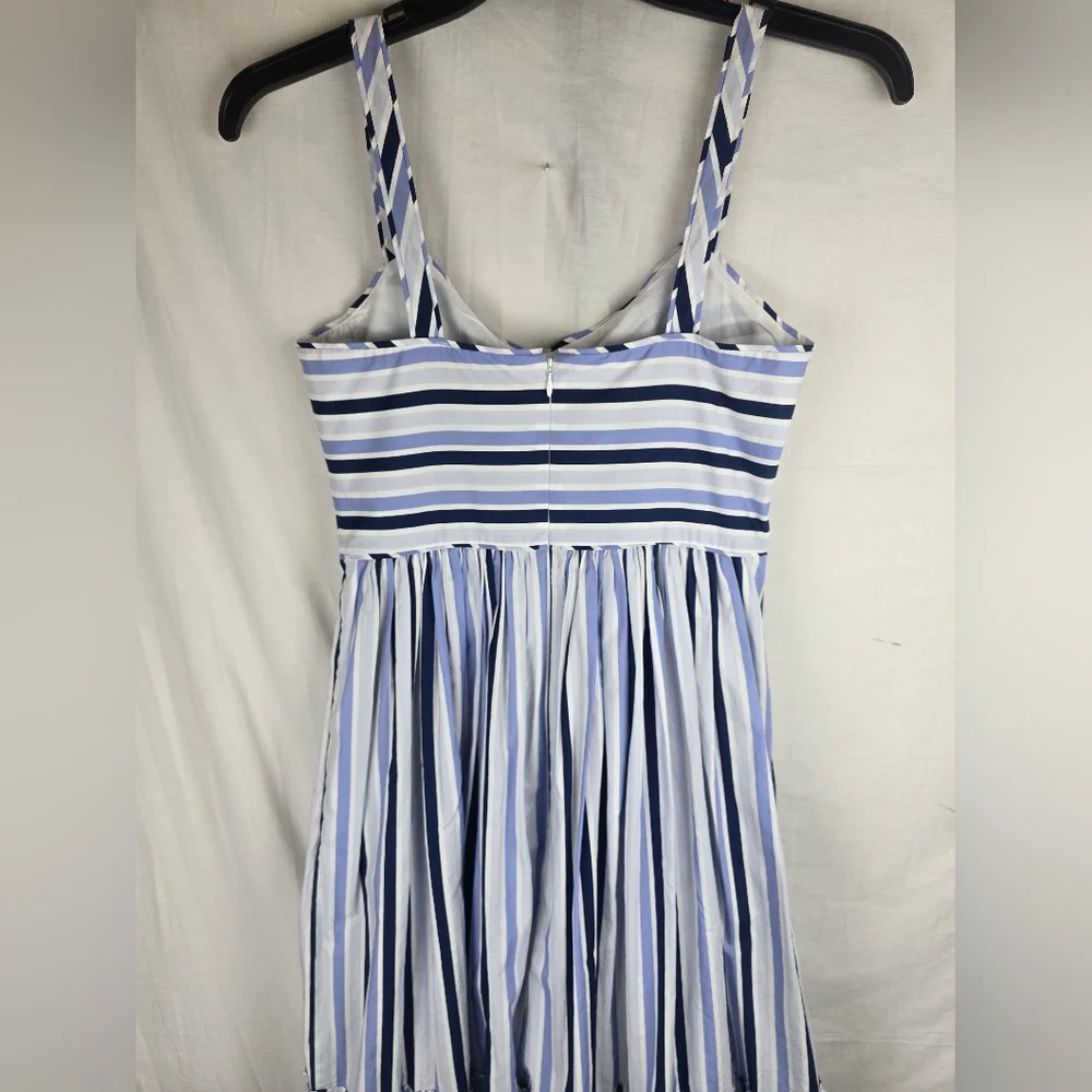 J.Crew Shirting Striped Tiered Multi Blue and White Cotton Maxi Dress Sz 4 Tall - Picture 6 of 12